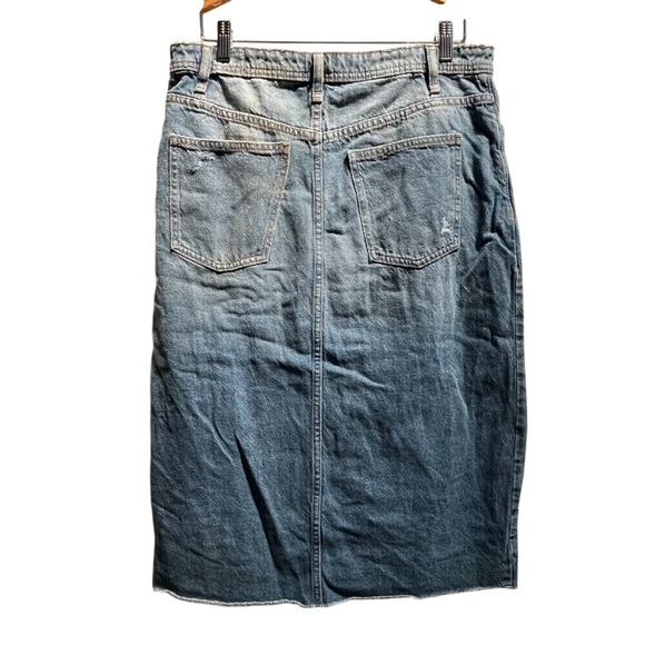 NEW Free People We The Free Distressed Denim Midi Skirt Size 31 - Picture 4 of 6